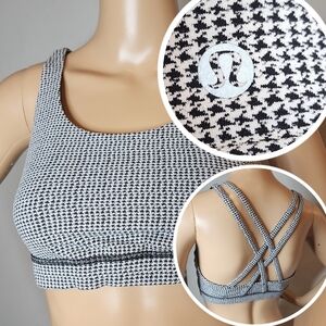 Lululemon Energy Bra Black‎ White Micro Houndstooth Size 10
